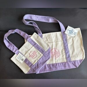 Trader Joe's - Set of Large & Mini Pastel PURPLE Canvas Tote Bags